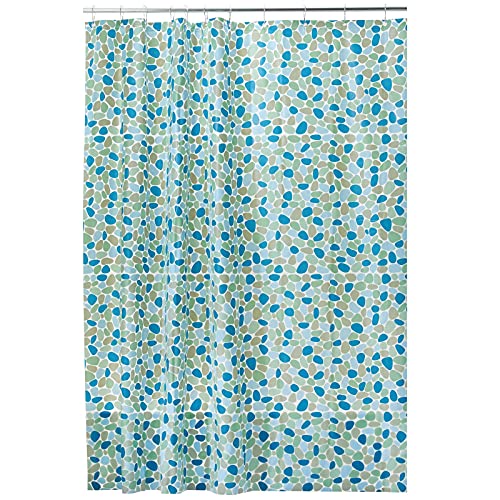 mDesign Decorative Pebble Print - Waterproof, Heavy Duty PEVA Shower Curtain Liner, for Bathroom Showers, Stalls and Bathtubs - 72" x 72" - Blue