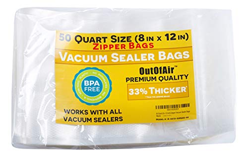 Book Cover 50 Zipper Vacuum Sealer Bags: Quart Size (8