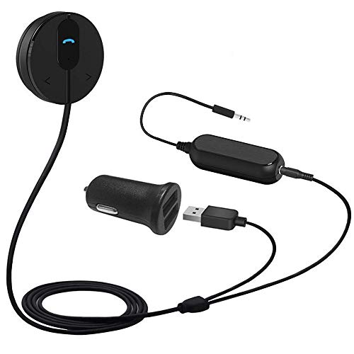 Besign BK01 Bluetooth 4.1 Car Kit Hands-Free Wireless Talking & Music Streaming Receiver with Dual Port USB Car Charger and Ground Loop Noise Isolator for Car with 3.5mm AUX Input Port