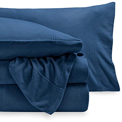 Bare Home Super Soft Fleece Sheet Set - Full Size - Extra Plush Polar Fleece, Pilling-Resistant Bed Sheets - All Season Cozy Warmth, Breathable & Hypoallergenic (Full, Dark Blue)
