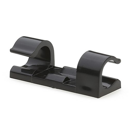Cable Clips with Strong Self-Adhesive Pads - No Tools Required | Organize Cords and Wires for a Clean, Beautiful Home or Office | Set of 20 | Black - by Titan Grip