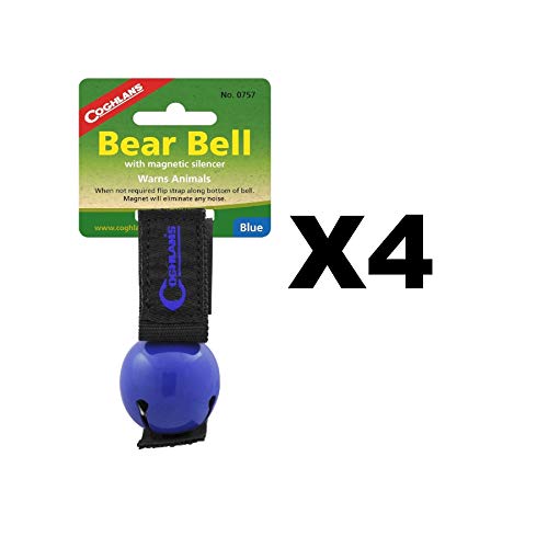 Coghlan's Bear Bell Blue w/Magnetic Silencer & Loop Strap Warns Animals (4-Pack)