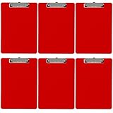 Trade Quest Plastic Clipboard Opaque Color Letter Size Low Profile Clip (Pack of 6) (Red)
