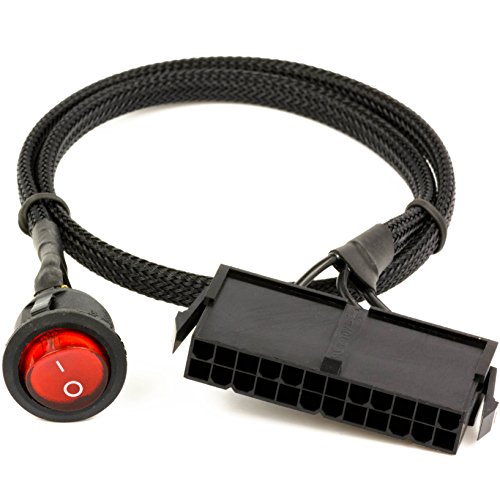 CRJÂ 24-PinÂ ATXÂ RedÂ LEDÂ PowerÂ On/OffÂ SwitchÂ JumperÂ BridgeÂ Cable,Â BlackÂ SleevedÂ 22"