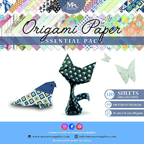 Book Cover MozArt Supplies Origami Paper Set - 120 Sheets - Traditional Japanese Folding Papers including Floral, Animal Prints, Aztec, Geometric - Origami Papers for Kids & Adults