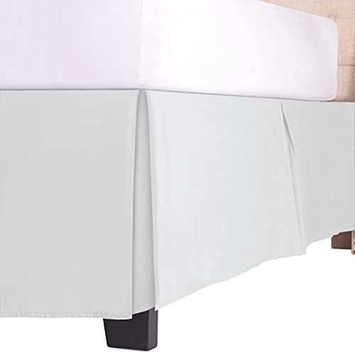 Book Cover Luxury Bed Skirt with 15 Inch Drop - Adjustable Pleated Microfiber Bed skirts with Dust Ruffle Wrap -Full- White