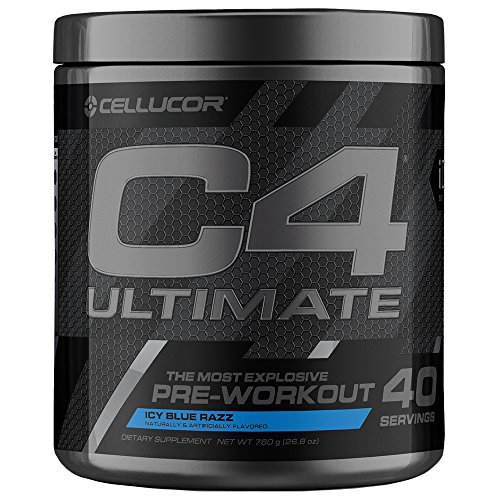 Cellucor C4 Ultimate Pre Workout Powder with Beta Alanine, Creatine Nitrate, Nitric Oxide, Citrulline Malate, Energy Drink Mix, ICY Blue Razz, 40 Servings