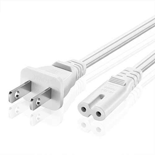 TNP Universal 2 Prong Power Cord (10 Feet) - NEMA 1-15P to IEC320 C7 18AWG Figure 8 Shotgun Connector AC Power Supply Cable Wire Socket Plug Jack (White) Compatible with Apple TV, PS4, LED HDTV