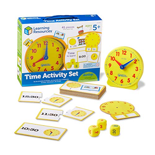 Book Cover Learning Resources Time Activity Set, Homeschool, Back to School Activities, School Preparation Toys, Analog Clock, Tactile Learning, 41 Pieces, Ages 5+