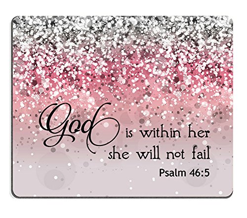 Book Cover Smooffly PSALM 46:5 God is Within Her,She Will not Fall- Bible Verse Pink Sparkles Glitter Pattern Mouse pad Mousepads