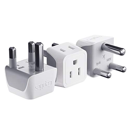 Ceptics South Africa, Namibia Travel Adapter Plug with Dual Usa Input - Type M - Ultra Compact - Safe Grounded Perfect for Cell Phones, Laptops, Camera Chargers and More 3 Pack (CT-10L)