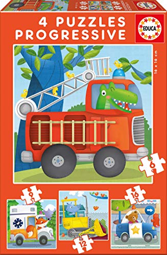 Educa Borrás - 17144 - Puzzle Progressif Patrouille De Sauvetage (6-9-12-16 Pcs)