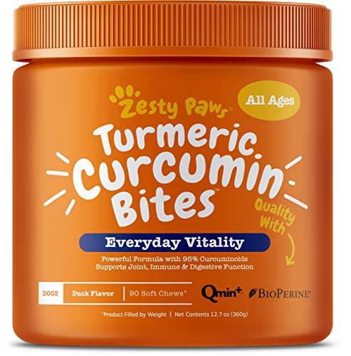 Book Cover Turmeric Curcumin for Dogs - With 95% Curcuminoids for Hip & Joint + Arthritis Support - Digestive & Mobility + Immune Dog Supplement - With Organic Turmeric, Coconut Oil & BioPerine - 90 Chew Treats
