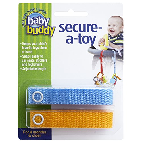 Book Cover Baby Buddy 2 Piece Secure-A-Toy Safety Strap, Blue/Gold