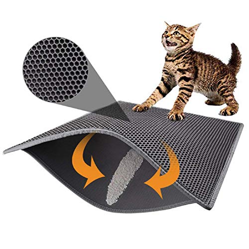 Book Cover Pieviev Cat Litter Mat Double Layer Waterproof Urine Proof Trapping Mat (30''X24'', Gray)