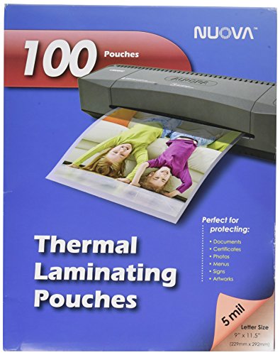 Book Cover Nuova 100-Pack, 5 Mil Thermal Laminating Pouches 9 x 11.5 Inches, Letter Size