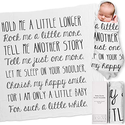 Ocean Drop 100% Cotton Muslin Swaddle Baby Blanket â€“ â€˜Hold Meâ€™ Quote with Gift Box for Boys and Girls, Neutral, Baptism, Newborn, Baby Shower, Christening â€“ Super Soft, Breathable, Large â€œ47x47â€