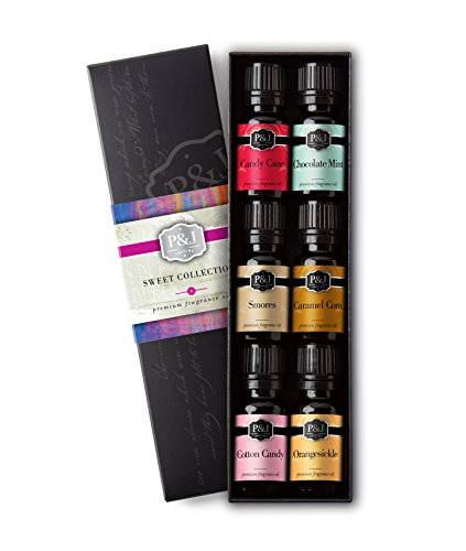 Book Cover Sweet Set of 6 Premium Grade Fragrance Oils - Chocolate Mint, Cotton Candy, Caramel Corn, Orangesicle, Candy Cane, and Smores - 10ml