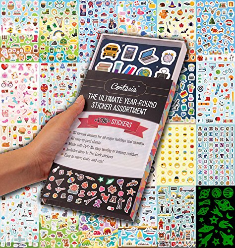 Year-Round Seasonal Sticker Bulk Pack for Kids - Assorted 1786 PCS - 20 Themes - Perfect for Teachers, School, Students, Toddlers, Scrapbooking. Incl. All Major Holidays, Seasons, Special Fun Themes