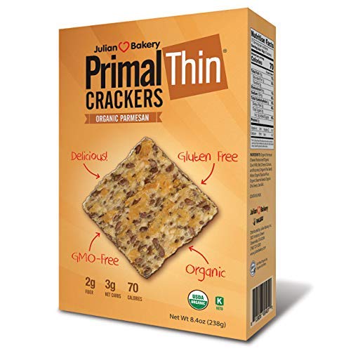 Primal Thin Crackers (Parmesan)(Organic)(Low Carb, Gluten-Free, Grain-Free) (8.4oz) (Package May Vary)