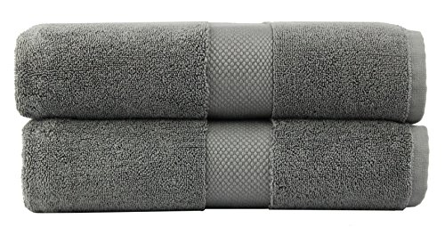 COTTON CRAFT Hotel Luxury Spa Set of 2 Bath Sheets, Oversized Ringspun Cotton 700GSM, 40 inch x 80 inch, Grey