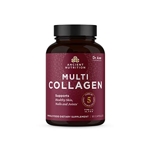 Multi Collagen Capsules, Collagen Types I, II, II, V & X, Collagen Pills Formulated by Dr. Josh Axe, Blend of Food Sourced Collagen Peptides, Supports Skin, Nail & Gut Health, 90 Count - 30 Servings