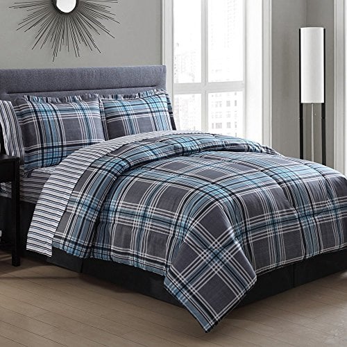 Book Cover Ellison Great Value Chelsea Plaid 6 Piece Bed in a Bag, Twin, Gray