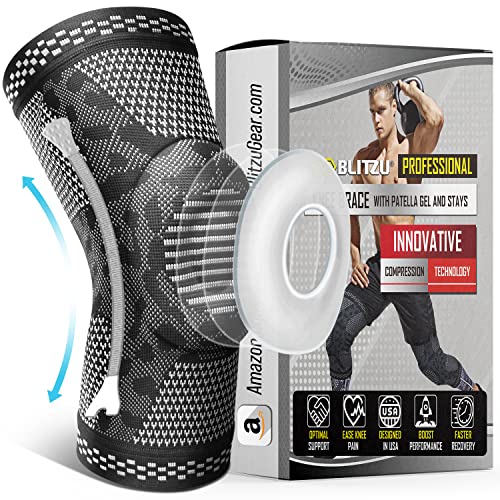 BLITZU Knee Brace, Knee Compression Sleeve Support with Patella Gel Pad & Stabilizers, Medical Grade Knee Protector for Running, Meniscus Tear, Arthritis, Joint Pain Relief, ACL, Injury Recovery.