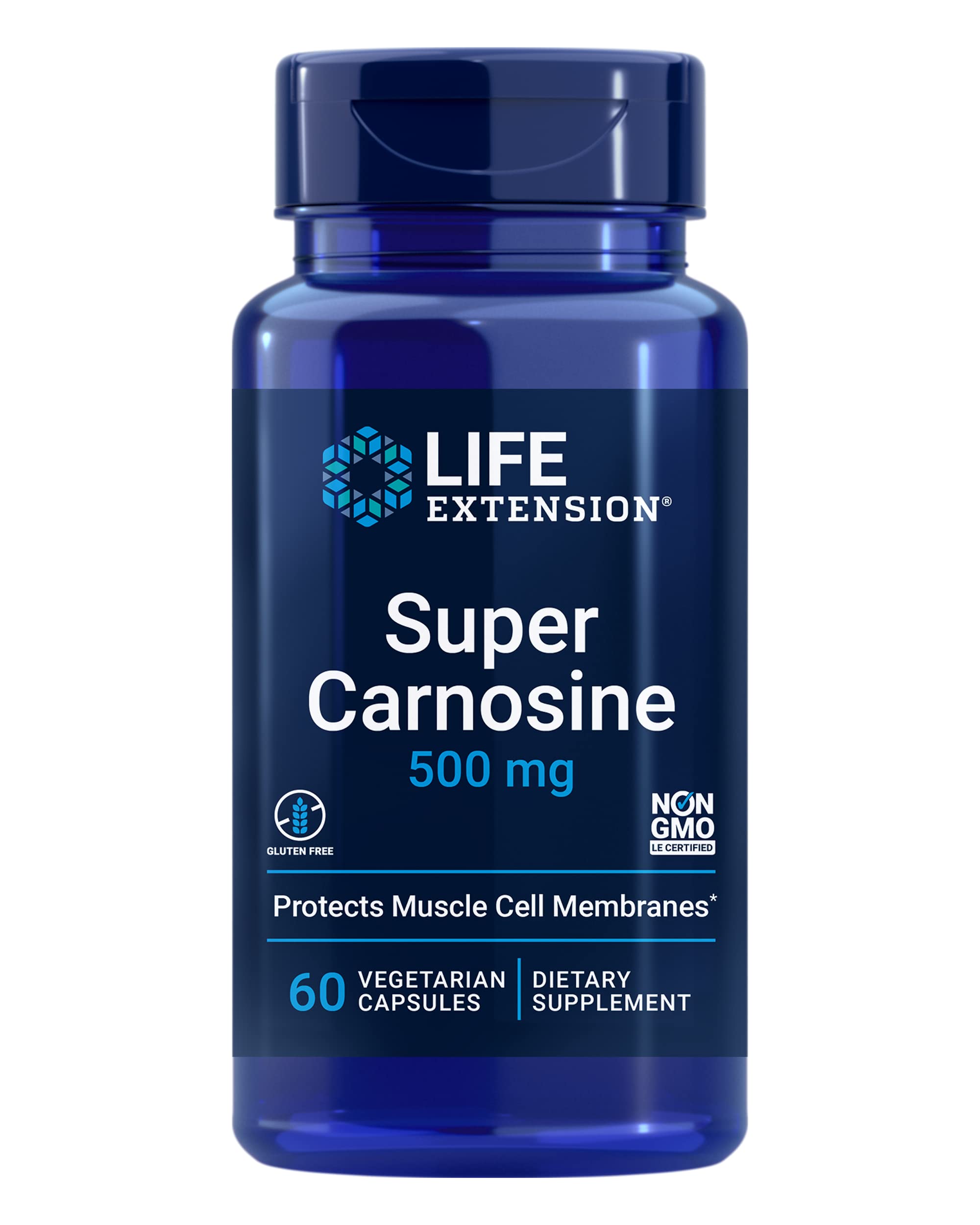 Book Cover Life Extension Super Carnosine 500mg - For Muscle Recovery - L-Carnosine Supplement with Benfotiamine, Vitamin B1, Luteolin For Healthy Aging - Non-GMO, Gluten-Free - 60 Vegetarian Capsules