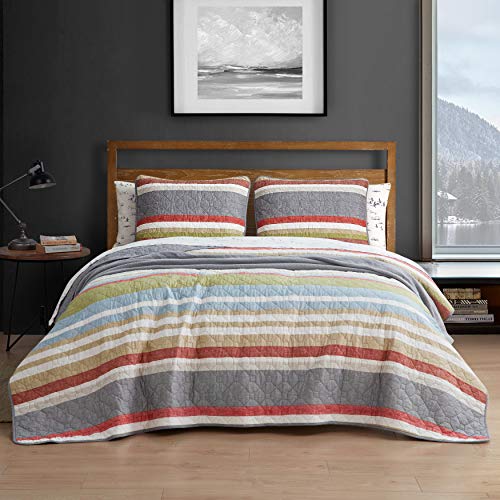 Eddie Bauer Home | Salmon Ladder Collection | Bedding Set - 100% Cotton Light-Weight Quilt Bedspread, Pre-Washed for Extra Comfort, Twin, Salmon