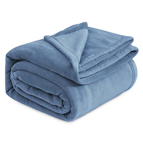 Bedsure GentleSoft Fleece Blankets King Size Washed Blue - Bed Blanket Soft Lightweight Plush Cozy Fuzzy Luxury Microfiber, 108x90 inches