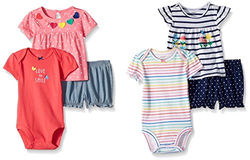 Book Cover Carter's Baby Girls' 6-Piece Bodysuit Tee and Short Set