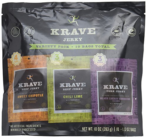 Book Cover KRAVE Jerky Variety Pack, Beef & Pork, 10 Pack