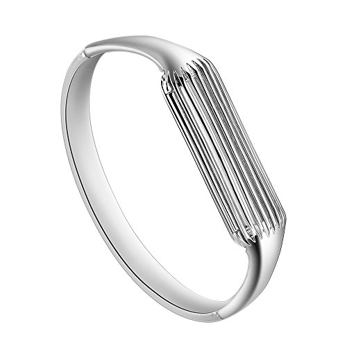 Aresh Compatible with Fitbit Flex 2 Bangle,Accessory Bracelet Band Compatible with Fitbit Flex 2, For Wrist Size: 6.3"-6.5" (Silver-Small)