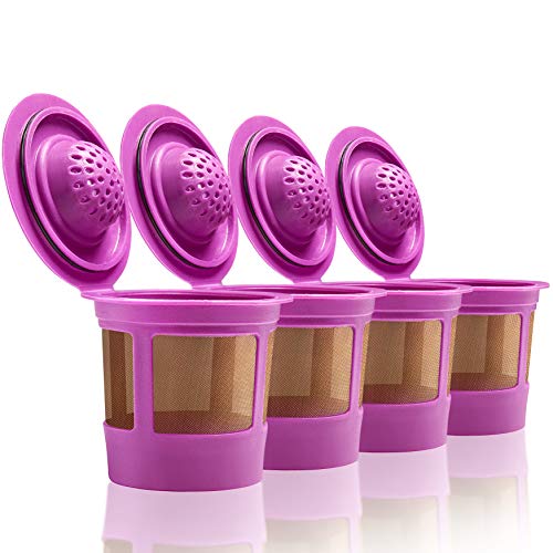 GoodCups 4 Reusable K Cups for Keurig K-Slim, K-Duo, K-Classic, K-Elite, K-Select, K-Cafe, K-Compact, K200, K300, K400, K500, Refillable Kcups Coffee Filters for 2.0 and 1.0 Brewers