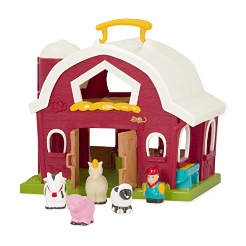 Battat â€“ Big Red Barn â€“ Animal Farm Playset for Toddlers 18M+ (6Piece), Dark Red, 13.5" Large x 9" W x 12" H