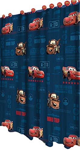 Book Cover All New Fabric Shower Curtain Set Disney with 12 Matching Hooks (Cars)