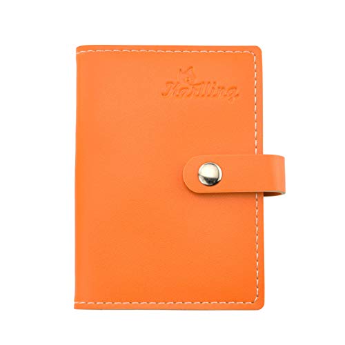 Karlling credit card holder wallet for women/man soft leather business card holder card case organizer bag with 20 card sleeves inside(Orange)
