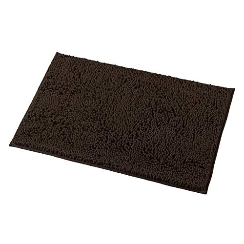Book Cover MAYSHINE 20x32 Inches Non-Slip Bathroom Rug Shag Shower Mat Machine-Washable Bath Mats with Water Absorbent Soft Microfibers of - Brown