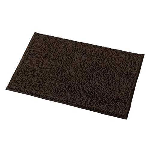 MAYSHINE 20x32 Inches Non-Slip Bathroom Rug Shag Shower Mat Machine-Washable Bath Mats with Water Absorbent Soft Microfibers of - Brown