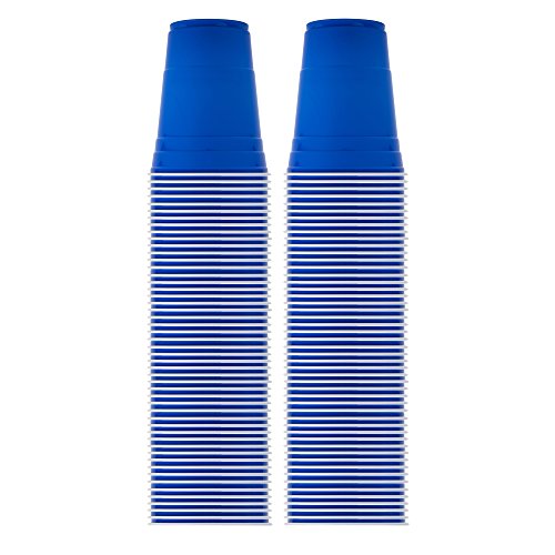 Solo Blue Cup Cold Plastic Party Cups, Round Style, 16 Ounce, 100 Pack