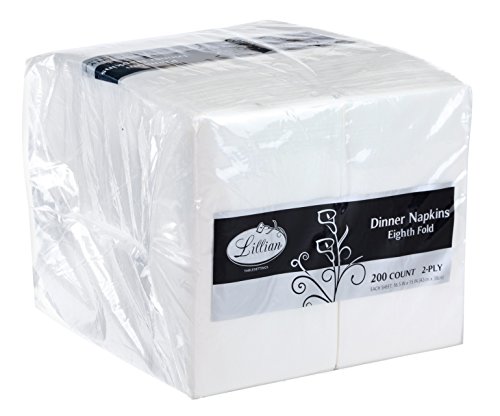 Kingzak White Dinner 16.5"X15" | Eight Fold | 2-Ply | Pack of 200 Napkin, 200 Count