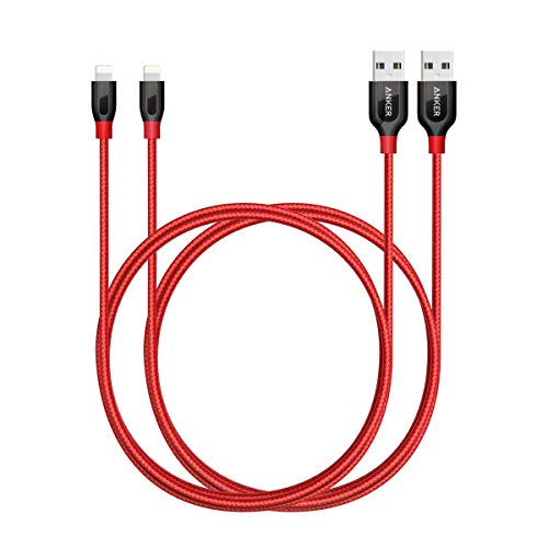 Book Cover Anker [2-Pack] Powerline+ Lightning Cable (3ft) Durable and Fast Charging Cable [Aramid Fiber & Double Braided Nylon] for iPhone Xs/XS Max/XR/X / 8/8 Plus / 7/7 Plus/iPad and More (Red)