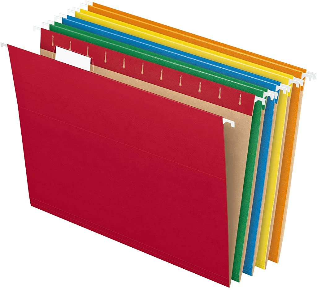 Book Cover Pendaflex Hanging File Folders, Letter Size, Assorted Colors, 1/5-Cut Adjustable Tabs, 25 Per Box (81663) Assorted Colors Letter Folders