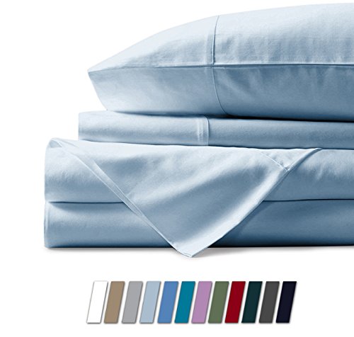 Book Cover Mayfair Linen 100% Egyptian Cotton Sheets, Sky Blue King Sheets Set, 800 Thread Count Long Staple Cotton, Sateen Weave for Soft and Silky Feel, Fits Mattress Upto 18'' DEEP Pocket