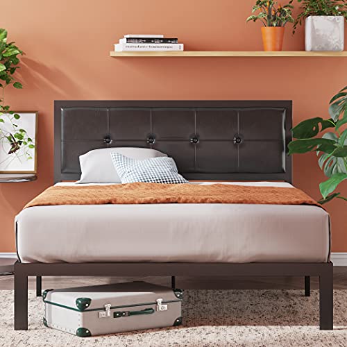 Book Cover Zinus Cherie Faux Leather Classic Platform Bed Frame with Steel Support Slats, Full