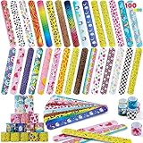 JOYIN Slap Band, 100 pcs Slap Bracelets Super Slap Wrist with Colorful Hearts Animal Party Bag Fillers (30 Designs) Valentine's Party Favors Pack, Easter Basket Stuffers, 22 cm, Plastic