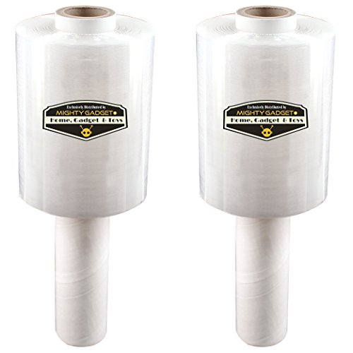 2 Pack of Mighty Gadget (R) Industrial Mini Stretch Wrap Film with Handle for Pallet Wrap, Moving Supplies Stretch Wrap & Shrink Wrap - 80 Gauge, 5" x 1000 ft