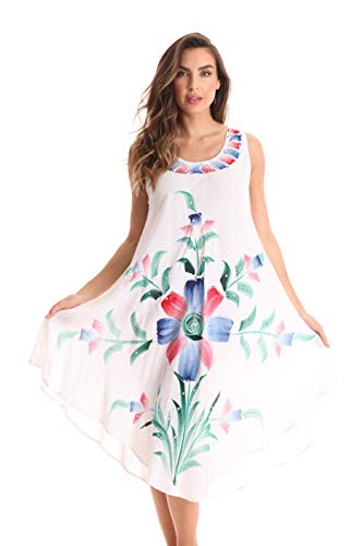 Riviera Sun Tie Dye Summer Dress with Floral Hand Painted Design