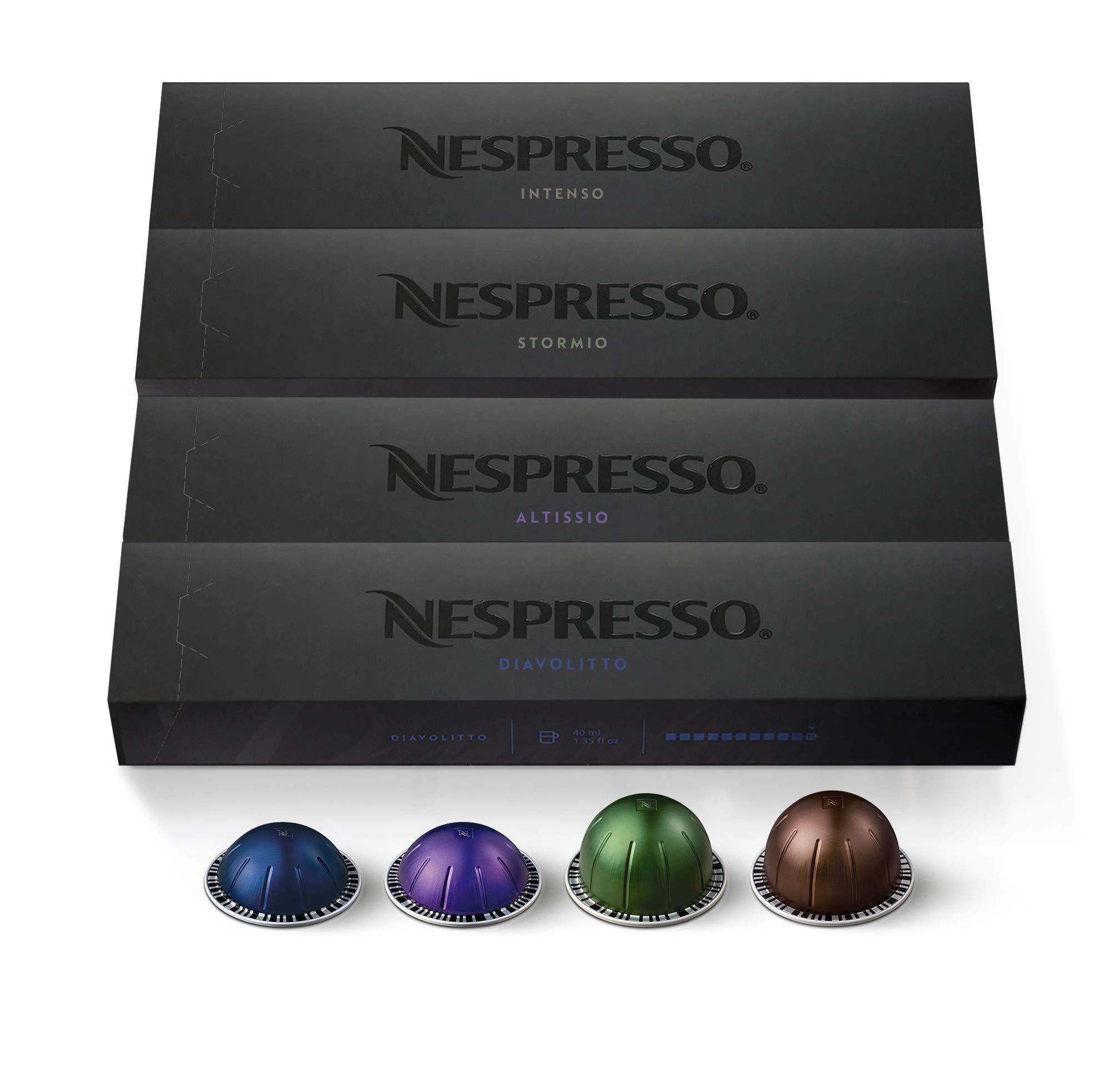 Nespresso Capsules VertuoLine, Dark Assortment Variety Pack, Dark Roast , 40 Count Coffee & Espresso Pods, Brews 7.8 oz and 1.35oz Coffee Variety Pack
